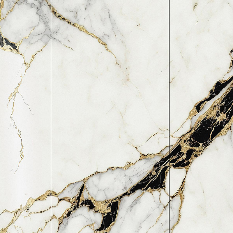 Pellicola di trasferimento 3D decorativa per pareti dorate con motivo in marmo