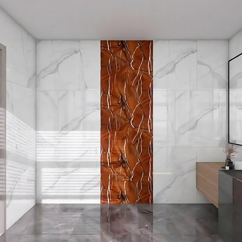 Pellicola per trasferimento di calore in PET con decorazione per il backsplash del bagno, marrone foresta pluviale